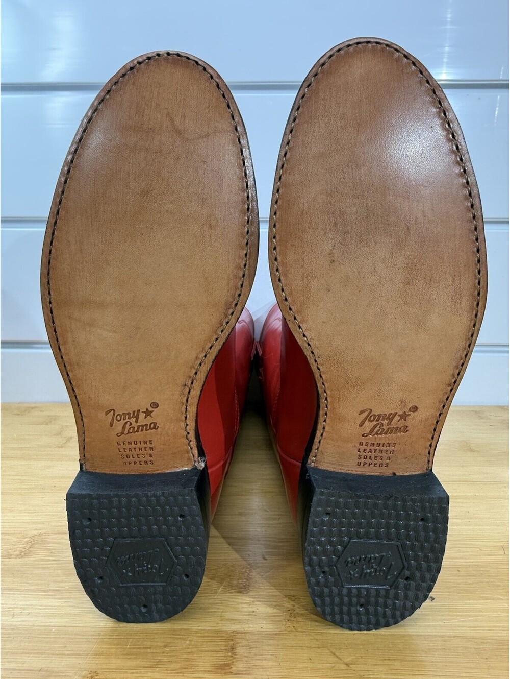 Vintage Tony Lama Women's Red Leather Roper Boots Size 5 B - Picture 9 of 9
